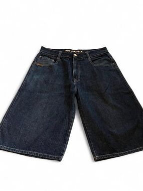 5ive Jungle Jean Shorts 36 Men’s Baggy Y2K Hip Hop Embroidered Blue